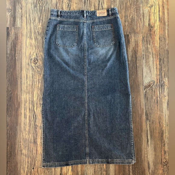Unionbay Maxi Jean Skirt Juniors Sz 13 Side Slits Blue Dark Wash Denim Y2K Vtg - Picture 2 of 14